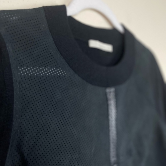 TOWNSEN Black Crewneck Lamb Leather & Wool Sweater Size Small - Picture 3 of 6